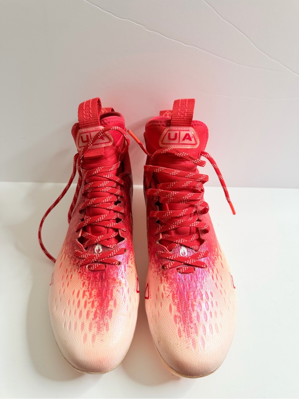 Under Armour Red to Cream Gradient High-Top Athletic Shoes